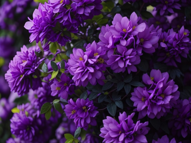 Photo fleurs violettes sur un buisson