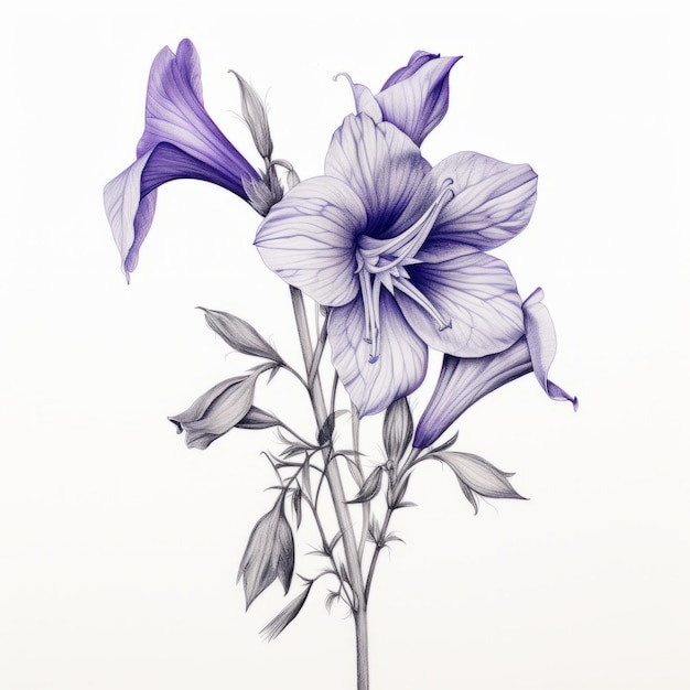 Fleurs violettes dans la brume du matin Anatomie détaillée de Campanula Poscharskyana