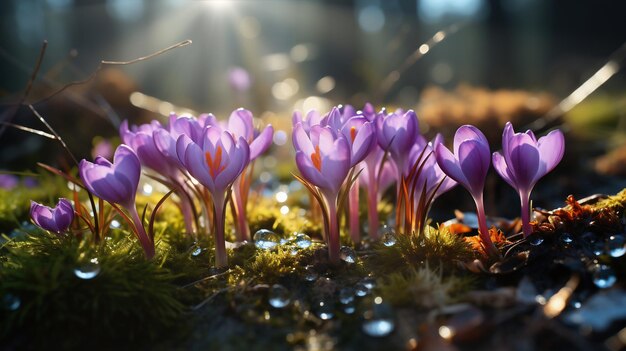 Photo des fleurs violettes dans la forêt