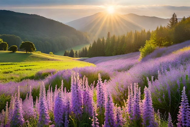 Fleurs violettes dans les montagnes