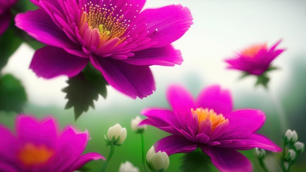 Fleurs violettes dans le papier peint du jardin