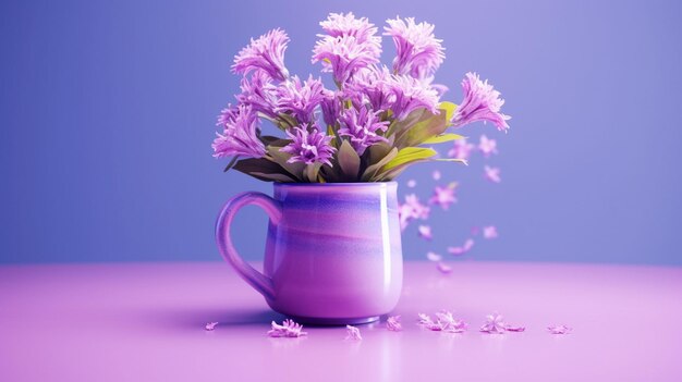 Fleurs violettes dans un vase violet