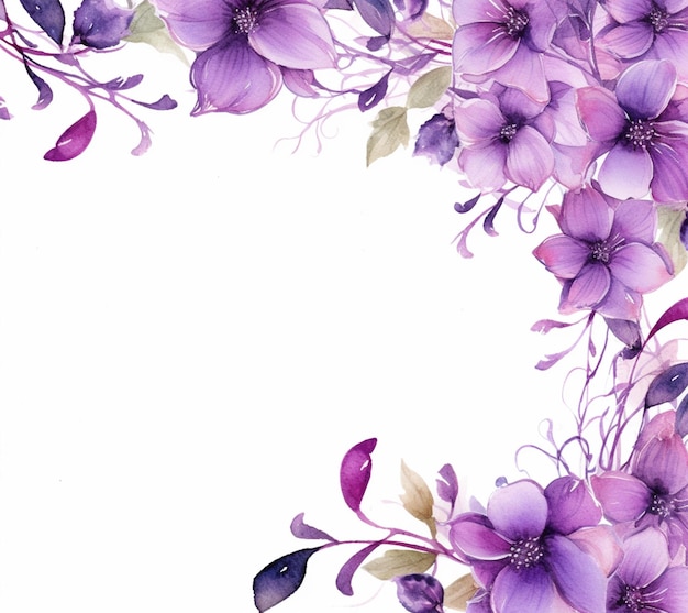 fleurs violettes sur un fond blanc avec une bordure violette