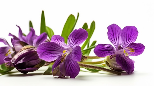 Fleurs violettes sur fond blanc