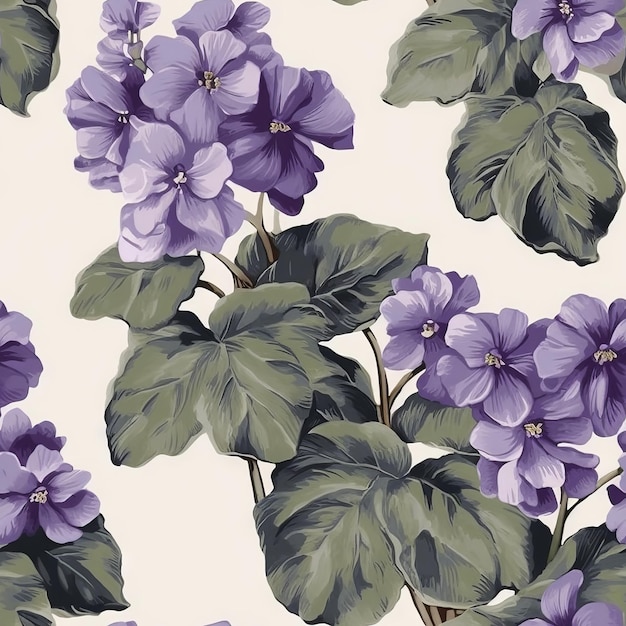 Fleurs violettes sur fond blanc