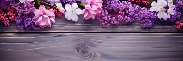 fleurs violettes sur fond de bois