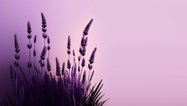 Fleurs violettes sur fond rose