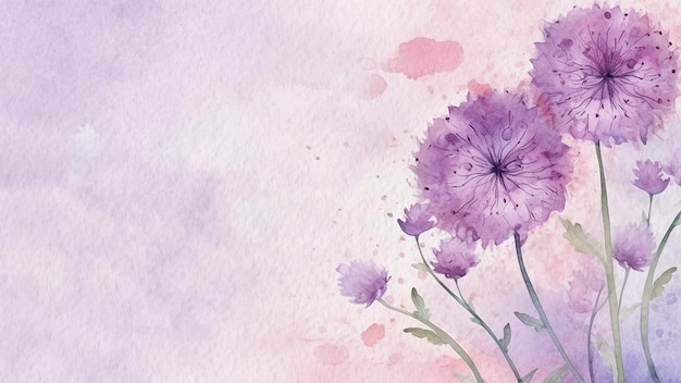 Fleurs violettes sur fond rose