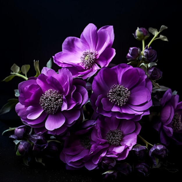 Fleurs violettes sur fond sombre