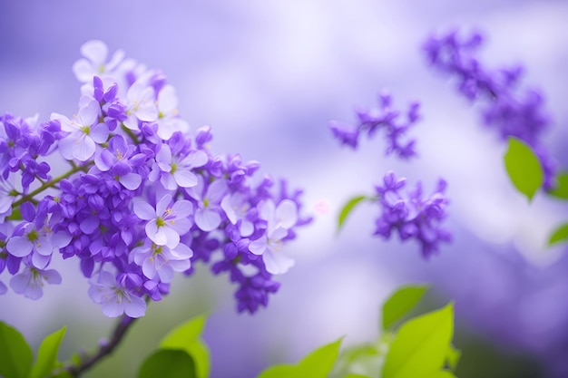 Fleurs violettes sur fond vert