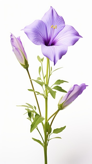 Photo fleurs violettes isolées sur fond blanc en studio tiré verticalement