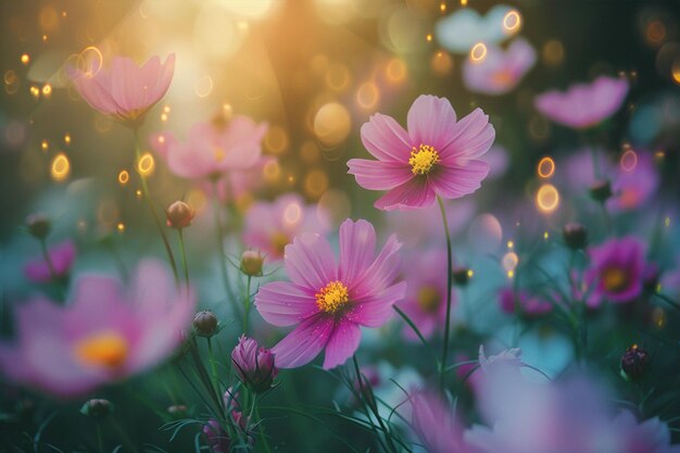 Photo des fleurs violettes à la lumière du soleil avec le soleil derrière elles