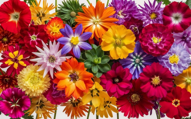 Photo des fleurs de zinnia isolées sur un fond blanc