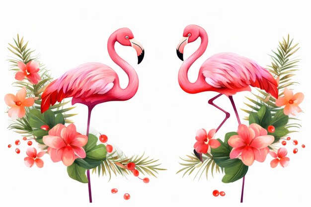 Floc dans le mouvement Flamingo Border Clipart AR 32