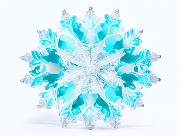 Flocon de neige bleu clair sur un fond blanc brillant Image 3D à haute résolution
