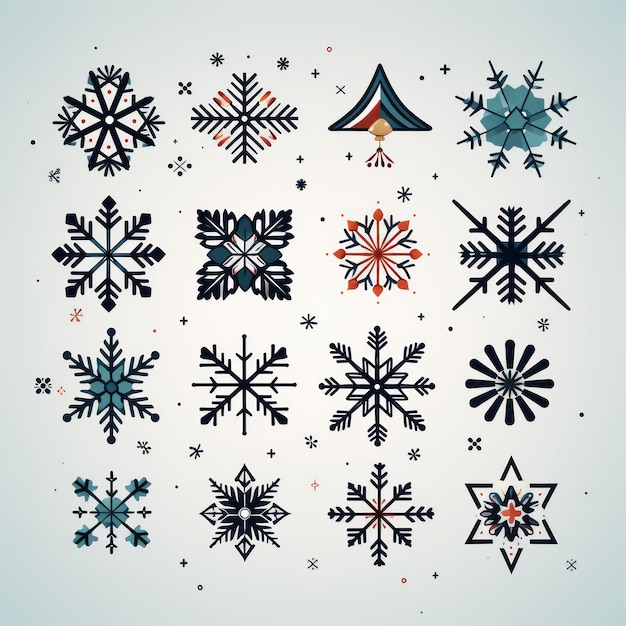 Le flocon de neige fantaisiste de l'hiver dessine une image vectorielle célébrant l'amour