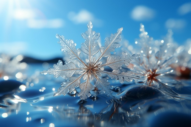 Des flocons de neige en arrière-plan