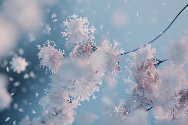 Des flocons de neige délicats tombant un jour d'hiver