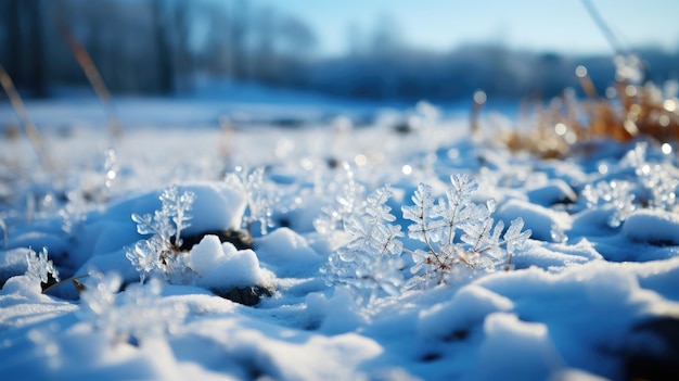 Flocons de neige sur fond de neige Noël et nouvel an