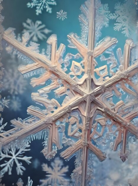 Flocons de neige sur fond peint réaliste vintage Génératif AI généré