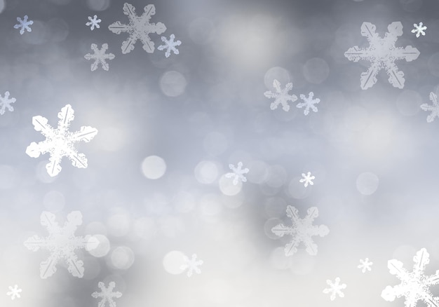 Des flocons de neige de Noël sur un fond gris avec de l'espace pour le texte