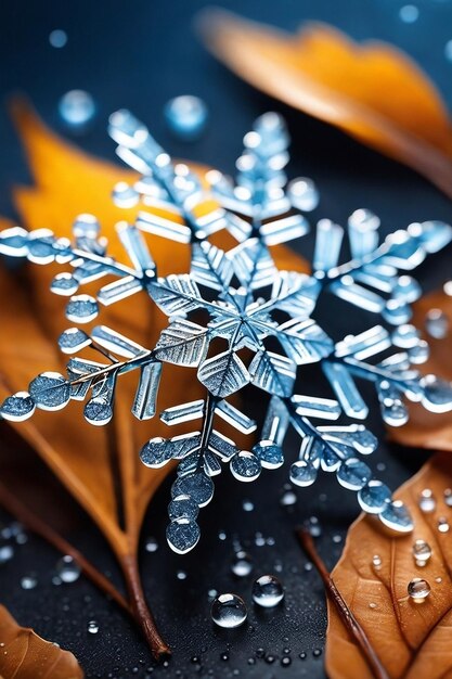 Photo des flocons de neige et de la pluie des feuilles d'automne papier peint