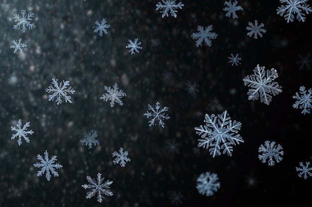 Des flocons de neige réalistes tombant sur un fond transparent