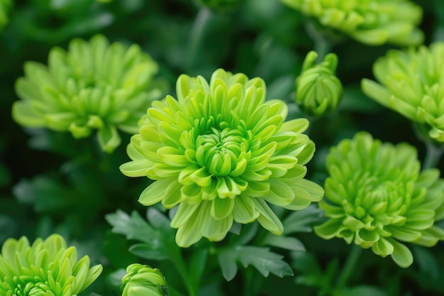 Une floraison élégante de fleurs de chrysanthème vert délicat Beauté et luminosité dans le monde de la flore