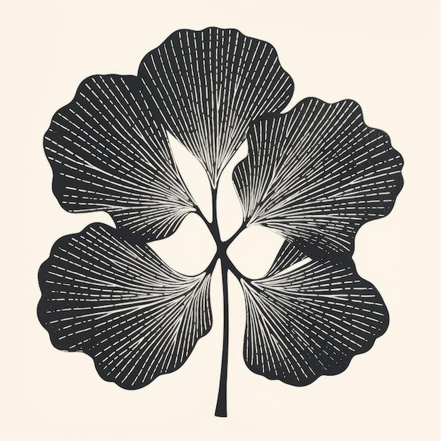 La flore et la faune exotiques Une représentation tendre de la feuille de ginkgo dans le style du milieu du siècle