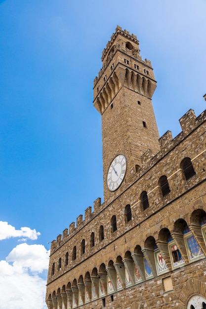 Florence Italie L'ancienne tour du Palais nommé Palazzo Vecchio avec ciel bleu copie espace personne