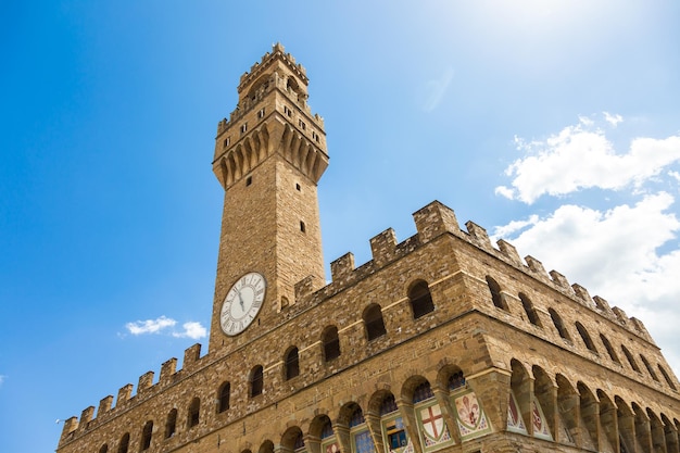 Florence Italie L'ancienne tour du Palais nommé Palazzo Vecchio avec ciel bleu copie espace personne