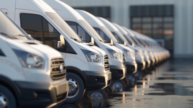 Photo une flotte de camions de marchandises alignés prêts à répondre aux demandes logistiques