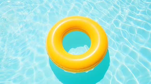 un flotteur jaune dans une piscine