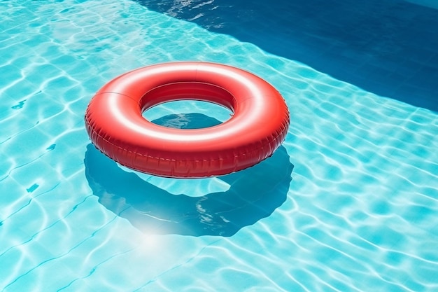 Flotteur rouge dans une piscine Concept de vacances et de vacances