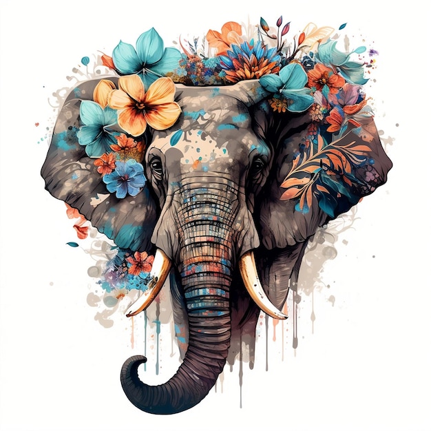 FlowerOrned Elephant Une superbe représentation animale IA générative