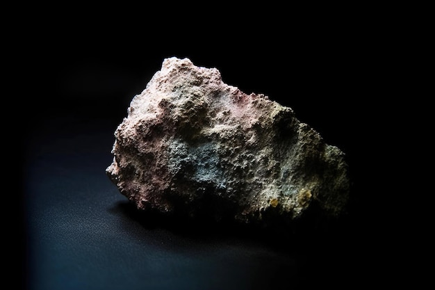 Photo la flucite est une pierre naturelle précieuse rare sur un fond noir générée par l'ia.