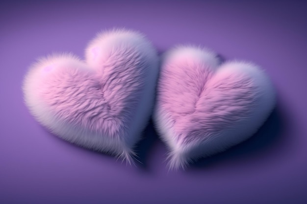 Fluffy deux coeur violet