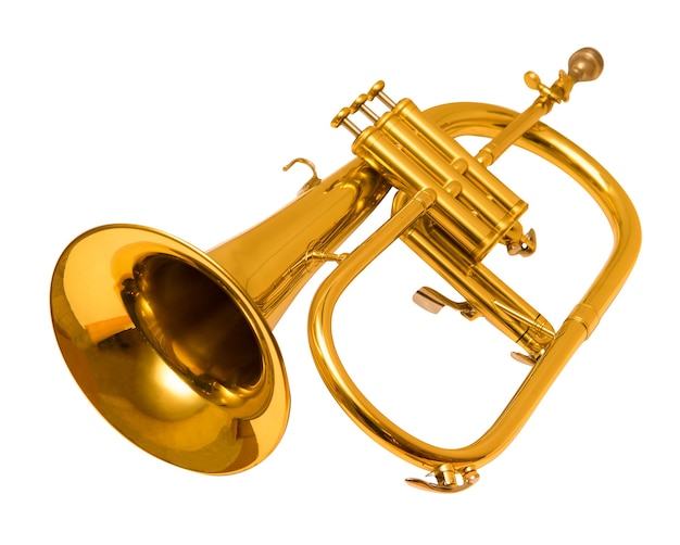 Flugelhorn isolé sur blanc. trompette.