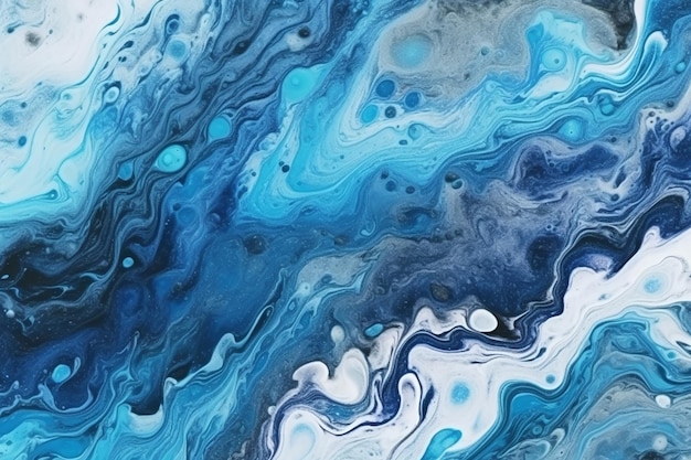 Fluid Dreams Art abstrait fond de peinture bleue avec liquide liquide Grunge