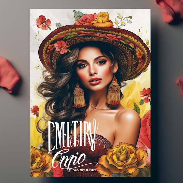 un flyer pour la fête de Cinco de Mayo avec une femme dans un style mexicain