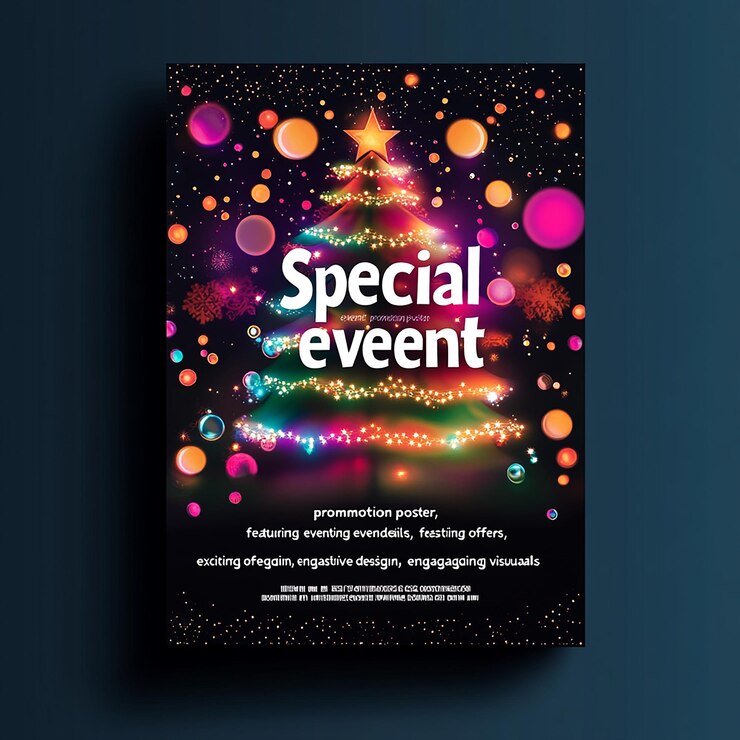 Photo flyer promotionnel sur le thème de noël événement spécial détails festifs