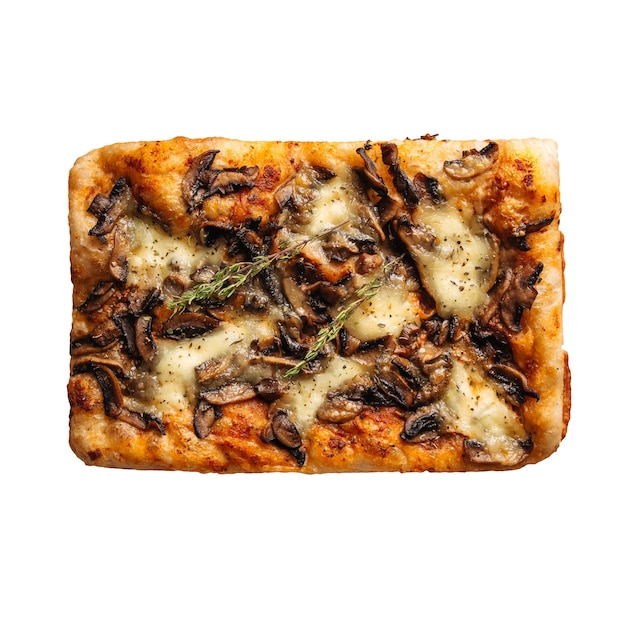 Focaccia italienne isolée aux champignons