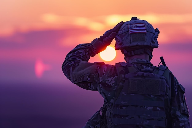 Focus sélectif de Vue des soldats américains au coucher du soleil