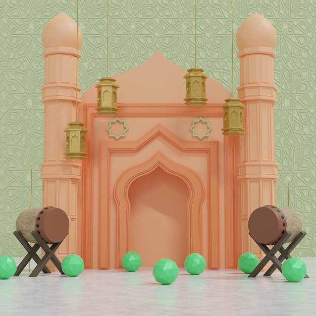 fond 3d mosquée islamique