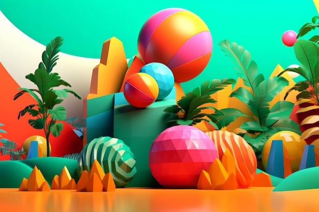 Fond abstrait 3D sur le thème de l'été vibrant