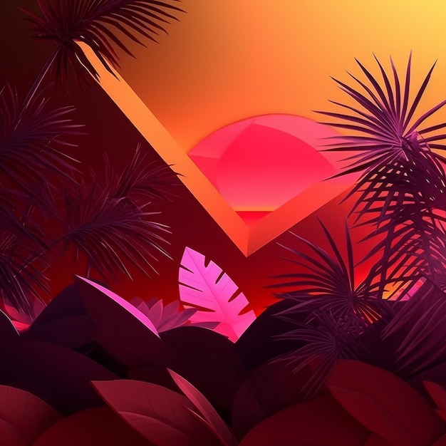 Fond abstrait 3D sur le thème tropical brillant