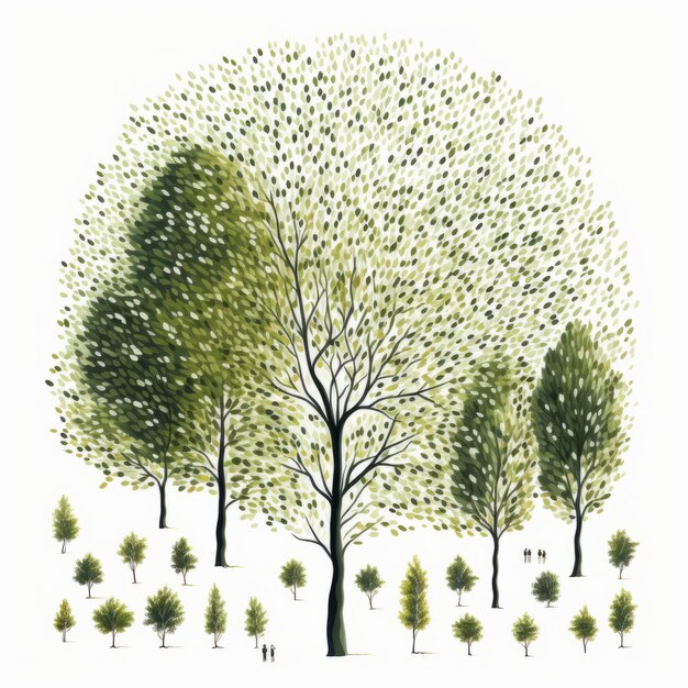 Fond abstrait avec des arbres et des points illustration vectorielle