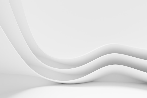 Fond Abstrait Architecture blanc. rendu 3D. Fond d'écran géométrique moderne. Conception de technologie futuriste