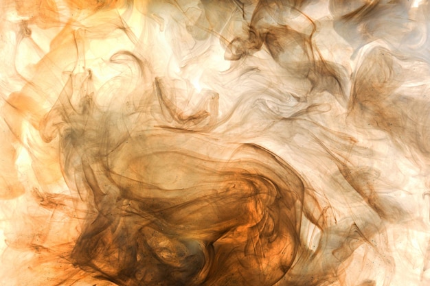 Fond abstrait d'art fluide liquide Jets ocre et anneaux de fumée dansant peintures acryliques espace sous-marin explosion de couleur océanique