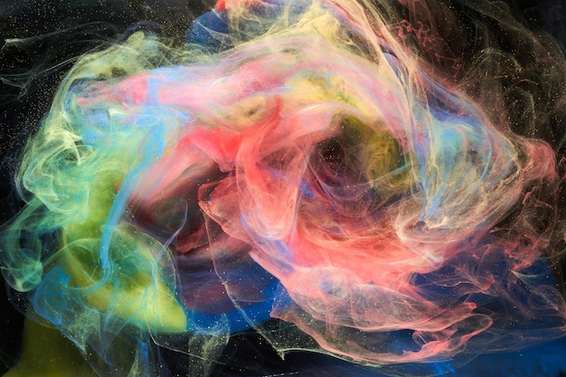 Fond abstrait d'art fluide liquide Mélange de peintures acryliques dansantes sous l'eau